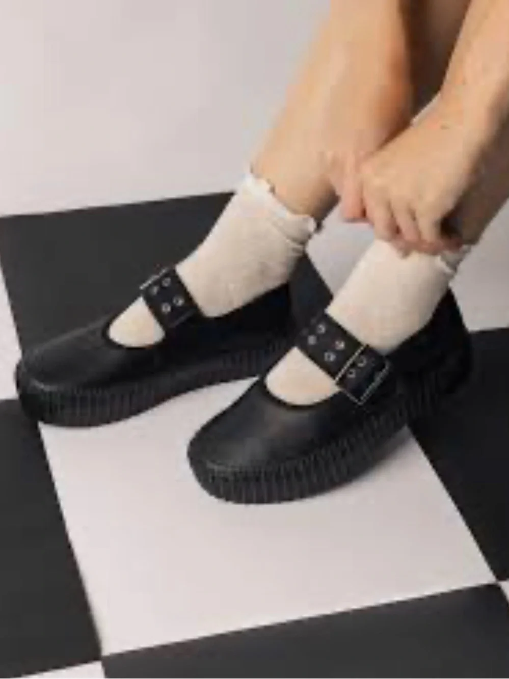 Vans Women’s Black Chunky Platform Creeper Mary Jane Buckle Strap Shoes Sz W7 M5